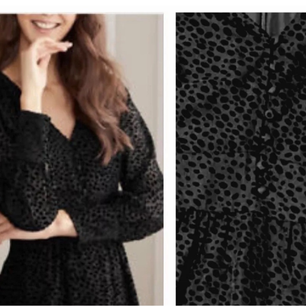 Boden Black V-Neck Bishop Sleeve Sundress